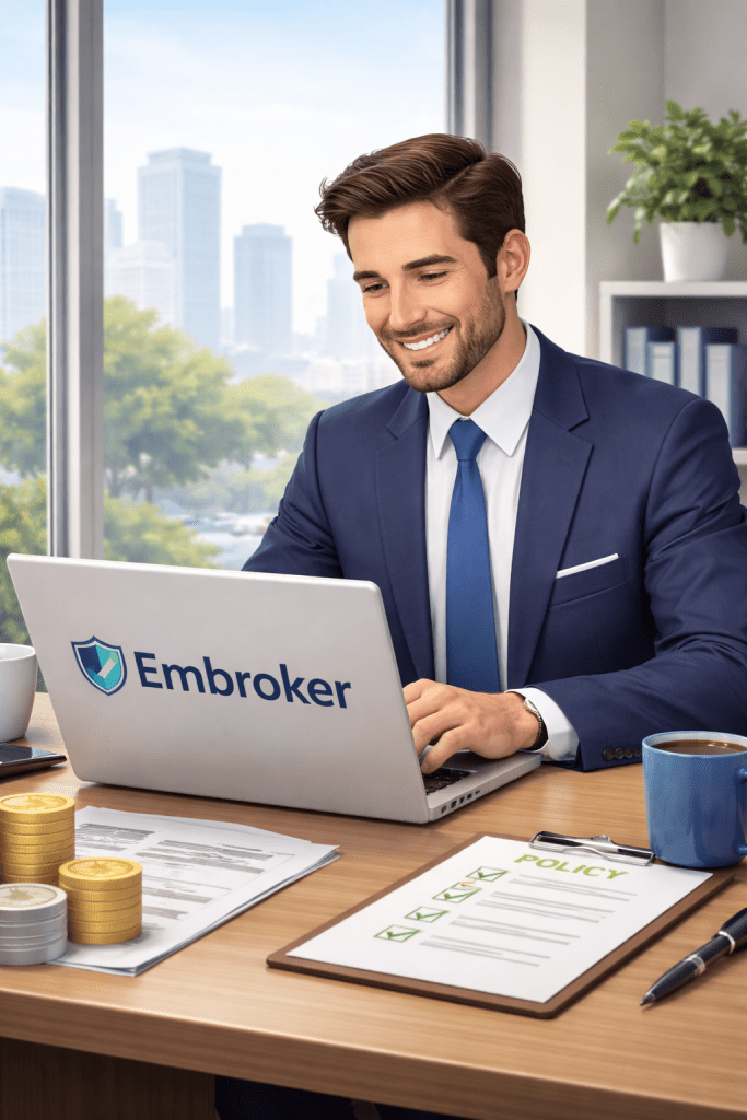 embroker laptop with broker
